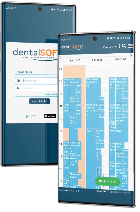 Aplikacioni i programit dentar DentalSoft në celular: identifikimi dhe kalendari i takimeve
